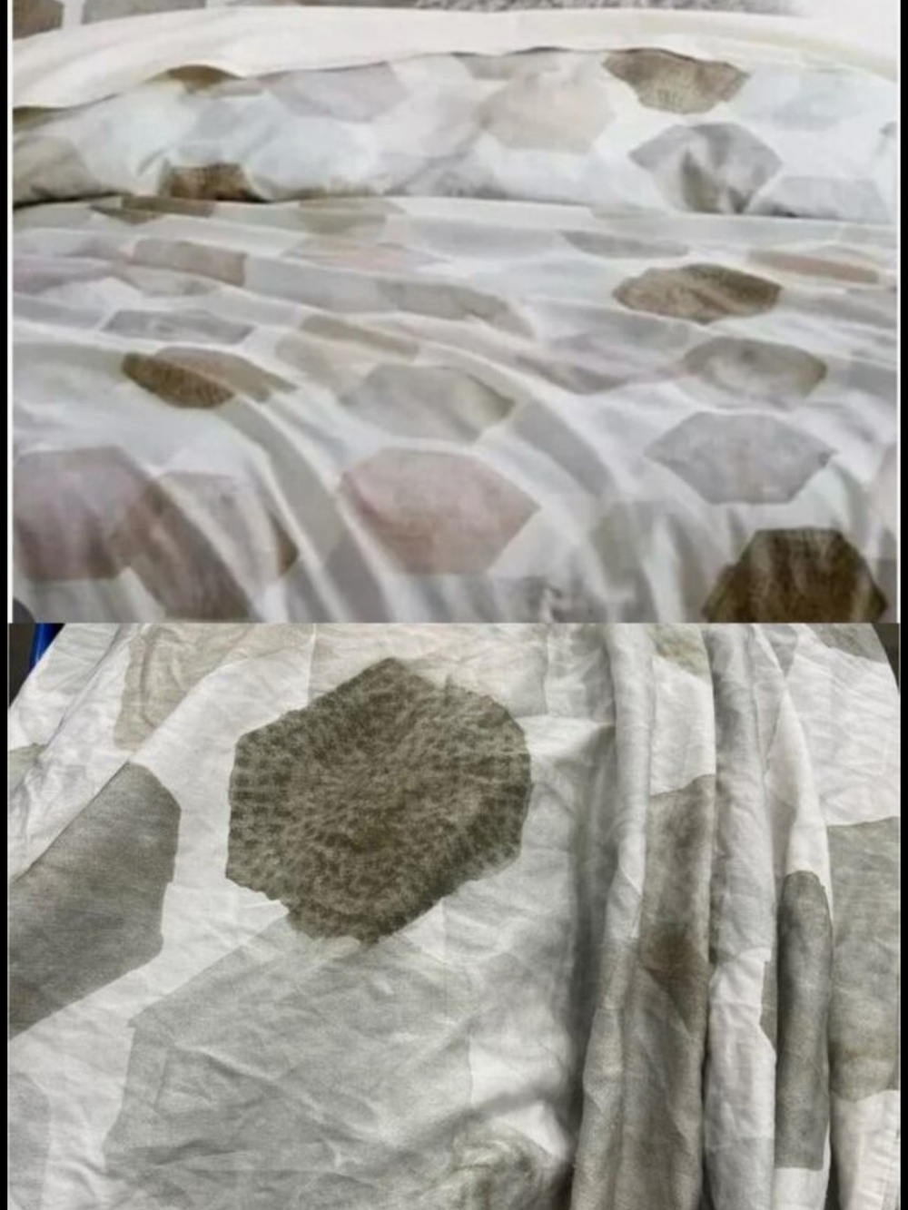 West Elm Neutral Hexagon Print Duvet Cover Queen